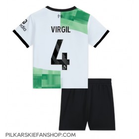 Koszulka piłkarska Liverpool Virgil van Dijk #4 Strój wyjazdowy dla dzieci 2023-24 tanio Krótki Rękaw (+ Krótkie spodenki)